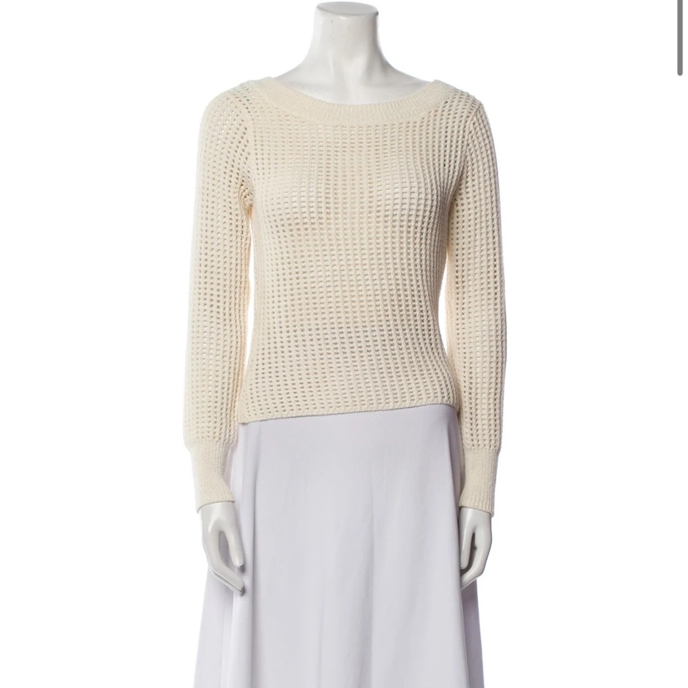 A.L.C. Bateau Neckline open knit net Sweater